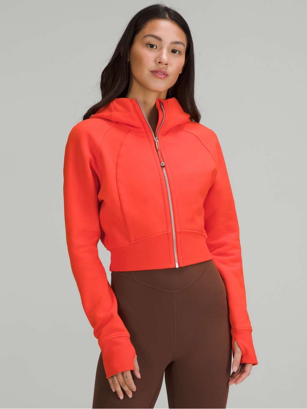 Lululemon Scuba Full Zip Cropped Hoodie Solar Orange Womens Size 2